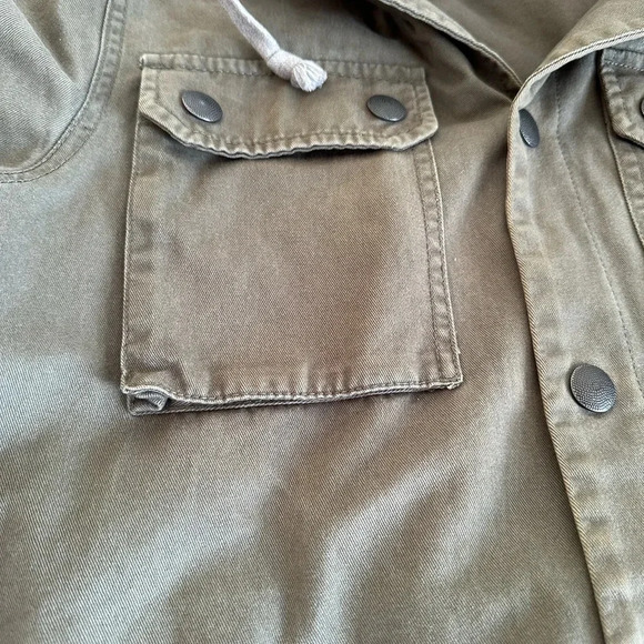 Legendary Good Mens Small Hooded Olive Green Military Style Jacket Snap closure - Picture 16 of 16